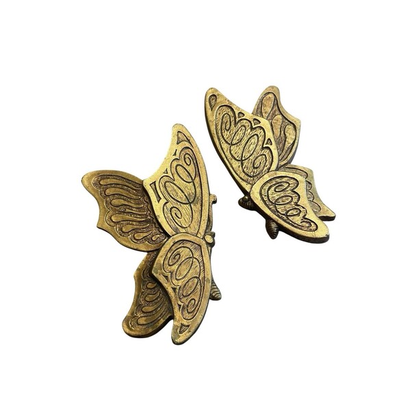 Vintage Gold Butterfly Set of 2 Hanging Wall Plaques Universal Statuary 1973 - Picture 3 of 5